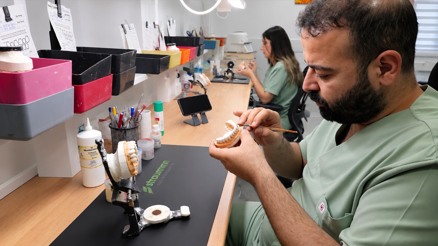 Klinik bünyesindeki diş laboratuvarı çalışma alanı