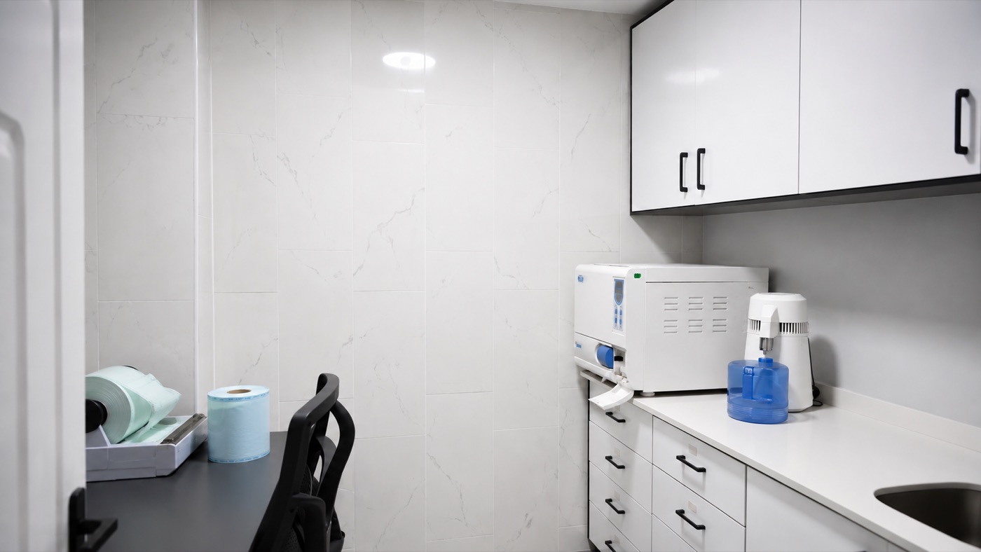 Kliniğin sterilizasyon odası ve alet hazırlama alanı